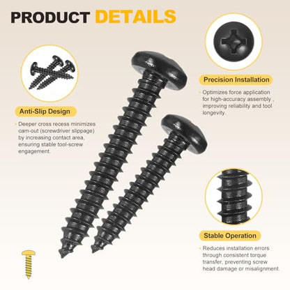 METALLIXITY Phillips Pan Head Self Tapping Screw #4x1/2 100Pcs - color: Black, size: #4x1/2"