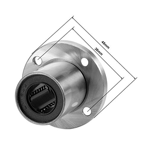 uxcell LM16UU Round Flange Linear Ball Bearings, 16mm Bore Dia, 28mm OD, 37mm Length(Pack of 2) - size: 16mm