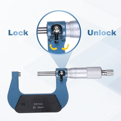 HARFINGTON Outside Micrometer 25-50mm Range +/-0.01mm Accuracy - size: 25-50mm