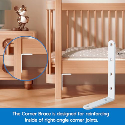 5 x 3 Inch Heavy Duty L Brackets, Steel Corner Braces, White, 4 Pack - color: White