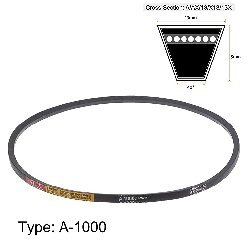 HARFINGTON A-1000 V-Belts Drive Belt 1000mm Inner 13mm Width 8mm Thickness Girth Rubber for Power Transmission - size: 1000mm