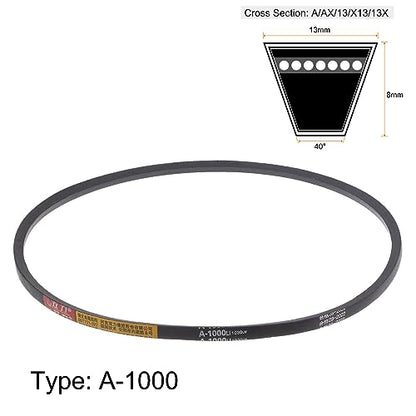 HARFINGTON A-1000 V-Belts Drive Belt 1000mm Inner 13mm Width 8mm Thickness Girth Rubber for Power Transmission - size: 1000mm