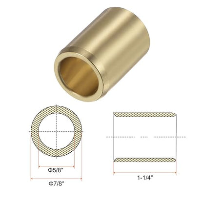 HARFINGTON 2pcs Sleeve Bearings 5/8" Bore 7/8" OD 1-1/4" Length Wrapped Oilless Bushings Brass Alloy for Transmission Conveyor Systems - size: 5/8" x 7/8" x 1-1/4"