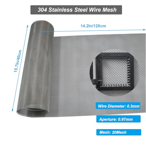 304 Stainless Steel Mesh Screen 15.7" x 47.2", 20 Mesh 1mm Hole - style: 20Mesh x 0.30mm