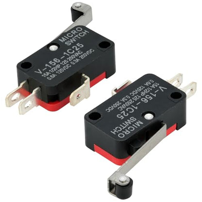 12 Pcs Micro Limit Switch with Hinge Roller Lever SPDT 1NO 1NC Microswitch V-156-1C25 - size: Hinge Roller Lever (V-156-1C25)