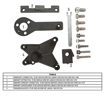 OEMTOOLS 27408 Timing Tool Set for 1.2L and 1.4L 8V Engines, Compatible with Fiat and Ford, Timing Tool Kit with Belt Tensioner Tool, Camshaft Pulley Holder, Crankshaft Kit, Small Engine Tools Set
