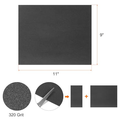 HARFINGTON 25pcs Sandpaper 320 Grit 9 x 11 Inch C-Weight Backing Silicon Carbide Abrasive Wet Dry Sanding Sheets for Wood Finishing, Metal Sanding, Automotive Polishing - size: 320 Grits