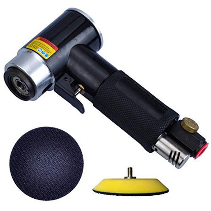 2" & 3" Dual Action Mini Air Sander, Random Orbital Pneumatic Polisher Kit with Pads & Accessories, High Speed Air Angle Sander for Auto Body, Wood, Metal, and Furniture Polishing - size: 2" and 3" pad