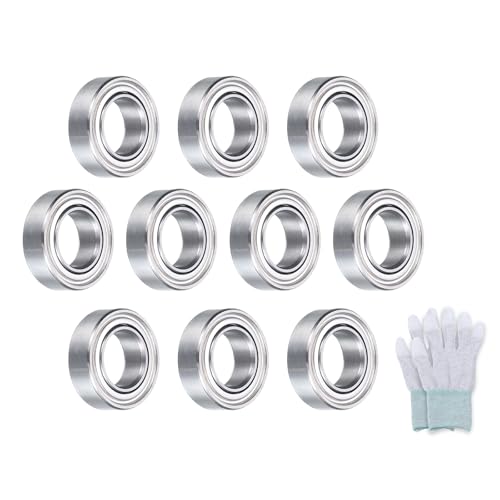 uxcell MR137ZZ Deep-Groove Ball Bearings for Rollers, 7mm x 13mm x 4mm Seal Bearings with Fiber Gloves, Double Metal Sealed Bearing Steel Skateboard Bearings 10Pcs - size: MR137ZZ