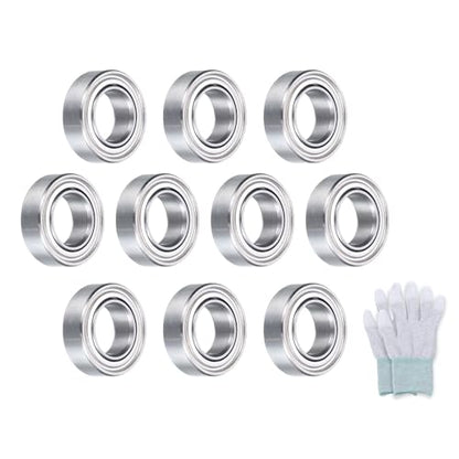 uxcell MR137ZZ Deep-Groove Ball Bearings for Rollers, 7mm x 13mm x 4mm Seal Bearings with Fiber Gloves, Double Metal Sealed Bearing Steel Skateboard Bearings 10Pcs - size: MR137ZZ