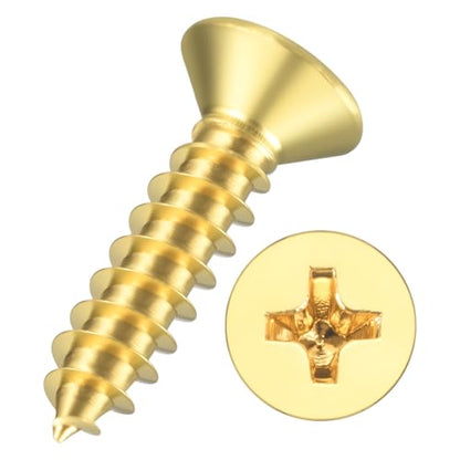 50pcs Phillips Flat Head Wood Screws - [#4x1/2] Brass Countersunk - size: #4x1/2"