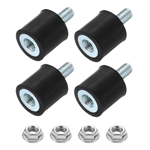 uxcell M5 Rubber Mounts, 4Pcs 15x15mm(DxH) Rubber Cylindrical Anti Vibration Isolator Shock Absorber with Lock Nuts for Car Bobbin Generator Air Compressors - size: M5x12mm, 15x15mm Rubber