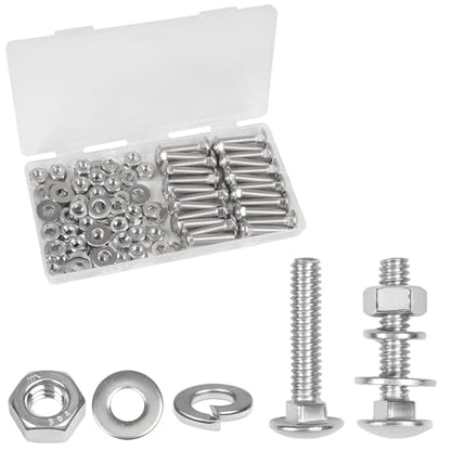 24 Sets 1/4-20 x 1-1/4" Carriage Bolts Screws, 304 Stainless Steel - size: 1/4-20 x 1-1/4"