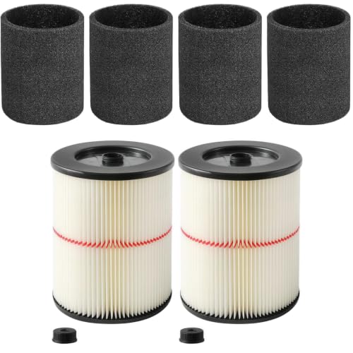 17816 Filter for Craftsman Shop Vac Filters 5/6/8/12/16 Gallon Wet/Dry Vac - color: 2 Pack + 4 Foam Sleeves