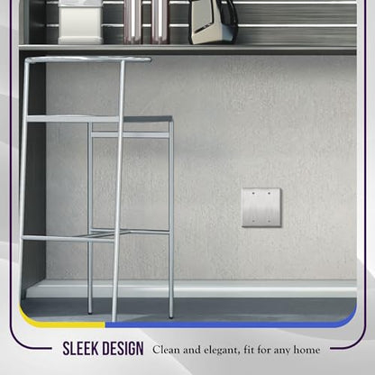 ENERLITES Double Blank Metal Wall Plate, for Unused Holes, 2-Gang Silver - color: Stainless Steel, size: 2 Gang - Standard