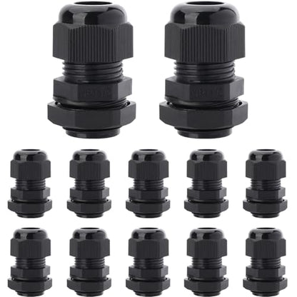 12PCS 1/2'' NPT Cable Gland Waterproof Adjustable 6-12mm/0.24-0.47inch Nylon Cable Glands Joints with Gaskets (1/2'', 12PCS) - size: 1/2'' NPT 12pcs