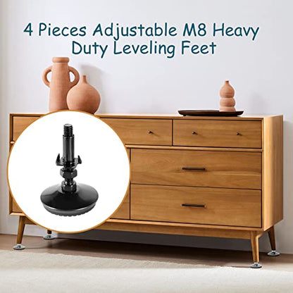 M8 Leveling Feet with 2" Thread Length - Black, 4 Set - color: Black, size: M8 x 50mm