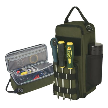 12.6" Heavy Duty Small Tool Bag Pouch for Men with Multiple Pockets,Green - color: Green