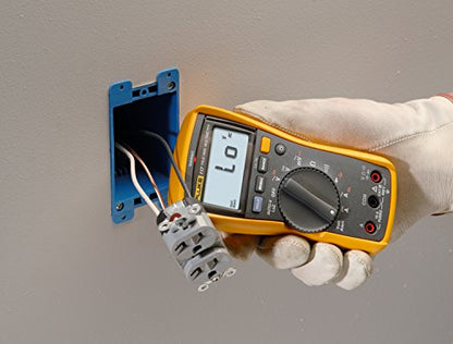 Fluke 117 Digital Multimeter, Non-Contact AC Voltage Detection, Measures Resistance/Continuity/Frequency/Capacitance/Min Max Average, Automatic AC/DC Selection, Low Impedance Mode