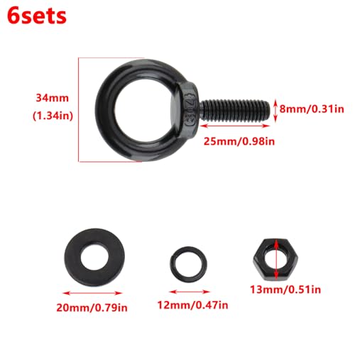 Antrader Lifting Shoulder Eye Bolts for Hang Tie Down Outdoor,M8 x 25mm - size: M8 x 25mm