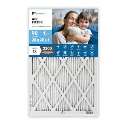 Perfect Aire Air Filter Merv 13 - Electrostatically Charged Pleated Dual Airflow, Lasts 90 Days - 20x25x1 - size: 25" x 20" x 1", style: 1 Pack
