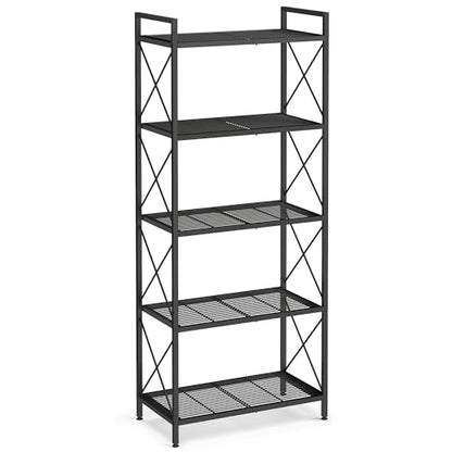 SONGMICS 5-Tier Steel Storage Rack, Shelving Unit with X Side Frames - color: Black, size: 5 Tiers (23.6"W)