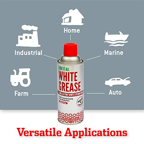 Gasoila Premium White Lithium Grease, Long-Lasting - 11 oz Aerosol - Non-Staining, High Solid Formula for Rust Protection & Squeaky Parts - Ideal for Automotive, Marine, Industrial, & Home Use