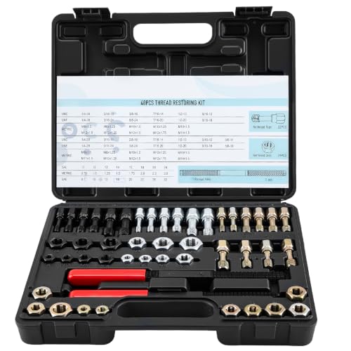 48PCS Thread Chaser Set, Metric and SAE, 22 Taps 24 Dies 2 Thread Files