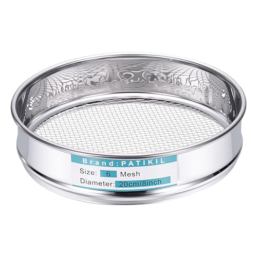 PATIKIL Lab Sieve 6 Mesh(3.2mm) 7.9"(20cm) Diameter Sifting Screen - size: 6 Mesh(3.2mm)/7.9"