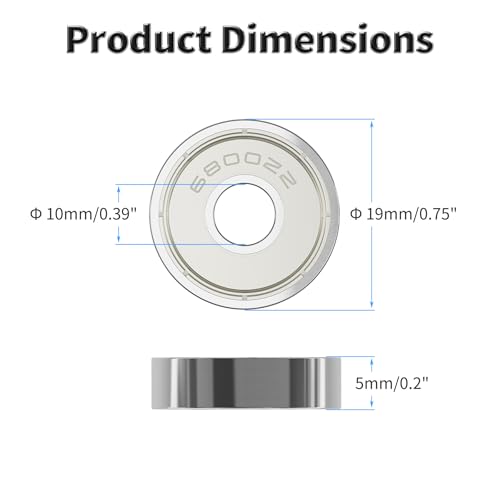 10 Pcs 6800ZZ Ball Bearings, Carbon Steel, 10x19x5mm - size: 6800ZZ 10Pcs