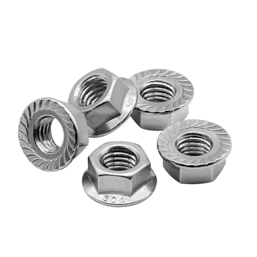 Beduan 50PCS 5/16"-18 Serrated Flange Hex Lock Nuts Bright Finish - size: 5/16"-18