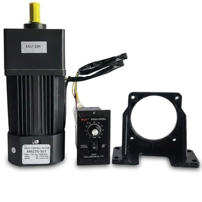 250W 110V AC Gear Motor Set with Adjustable Speed Controller + Bracket