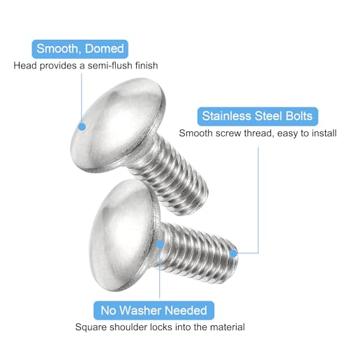 uxcell 5/16-18x3/4 Carriage Bolt, 10pcs Round Head Square Neck Screws, 304 Stainless Steel, Fully Threaded, Silver - size: 5/16-18x3/4"