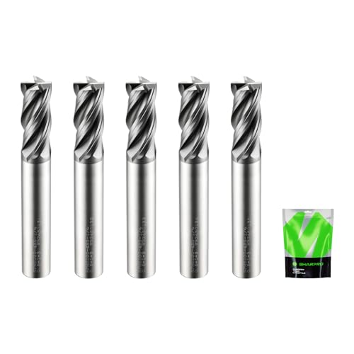 1/4 Inch Shank Carbide Square End Mill, 4 Flute CNC End Mills, Heat-Resistant Metal Endmill Suitable Alloy Steel, Stainless Steel, Various Cast Iron（5PCS） - size: 1/4 in(4 Flute)