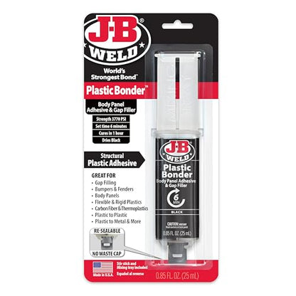 J-B Weld 50139 Plastic Bonder Body Panel Adhesive and Gap Filler Syringe - Black - 25 ml - size: 25 ml