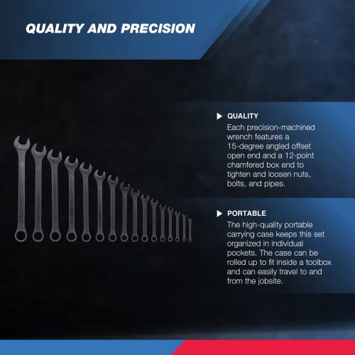 Neiko 03574A Jumbo Combination Wrench Set | 16 Piece | SAE | 1/4” to 1-1/4” | Raised Panel Construction - size: 16 Piece, style: SAE