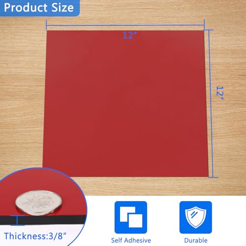 WochiTV Adhesive Solid Rubber Sheets, 12" Wide x 3/8" Thick x 12" Long Self Stick Black Neoprene Rubber Strips Rolls Perfect for DIY Insulation Cushion Gasket, Sealing, Liner, Weather Striping - size: 12" W X 12" L, style: 3/8" Thick Adhesive