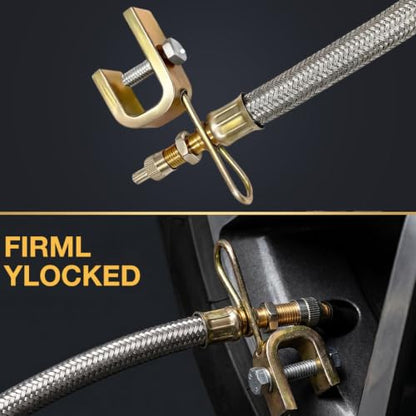 2 PCS 12" Metal Valve Stem Extenders, Flexible Stainless Steel Car Tire Valve Extension Kit with Clamps, Universal Braided Tire Stem Extender for Cars Trucks Trailers RVs - color: 12"