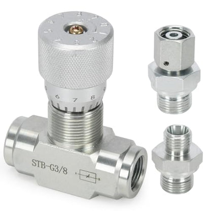 STB-G3/8 3/8" L08 Hydraulic Flow Control Valve Compatible with 1-2 Ton Mini Excavator, Bidirectional Restrictor Valve with Two-Sided Connectors - size: 3 Pcs