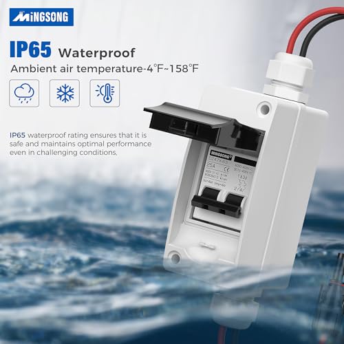 Solar Panels Disconnect Switch 25Amp DC Solar Shut Off Switch 400V 2 Poles Outdoor AC Small Miniature Circuit Breaker Box, IP65 Waterproof UV-Proof for PV Homes - style: 25A
