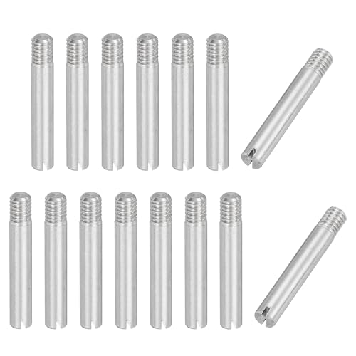 PATIKIL M4 x 25mm Slotted Cylindrical Pin, 15 Pcs 304 Stainless Steel Dowel External Thread Slotted Pin Screw for Home Furniture Cabinet Improvement, Silver Tone - size: M4 x 25mm