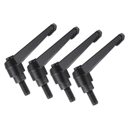 uxcell 4pcs Clamping Lever Handles, M8 x 15mm Black Oxide Carbon Steel Threaded Male Stud, Adjustable Handles Locking Quick Release Ratchet Push Button Bolt Knobs, Black - size: M8 x 15mm