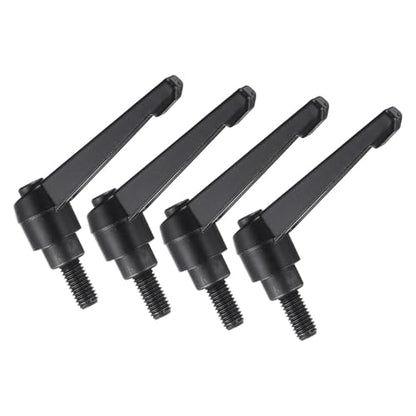uxcell 4pcs Clamping Lever Handles, M8 x 15mm Black Oxide Carbon Steel Threaded Male Stud, Adjustable Handles Locking Quick Release Ratchet Push Button Bolt Knobs, Black - size: M8 x 15mm