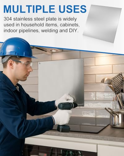 Rocaris 12" X 12" X 1/16" 304 Stainless Steel Sheet Plates Metal - size: 12x12x1/16 inch