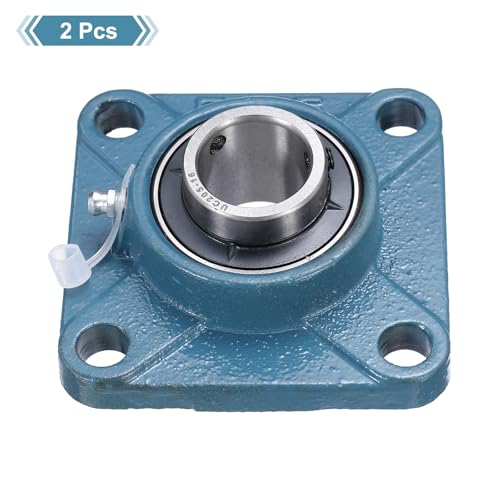 uxcell 2 Pcs UCF-205-16 Pillow Block Bearings 1 Inch Bore Self Alignment Chrome Steel Bearing Units, 4-Bolt Square Flange Mounted, Solid Base - size: UCF-205-16