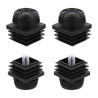 DTGN 30x30mm(LxW) Adjustable Leveling Feet - 4Sets - Good for Furniture - Square Insert Kit Furniture Glide - Black