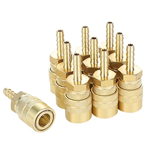 Air Coupler with 1/4 Hose Barb, Industrial M-Type, 1/4 Inch Body Size, Brass Material, 10 Pieces Air Compressor Hose Fittings - size: 10PC 1/4 HOSE BARB