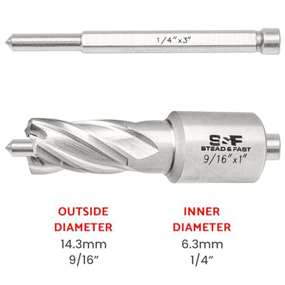 S&F STEAD & FAST Annular Cutter with Pilot Pin, 9/16" x 1", Mag Drill Bit - size: 9/16" x 1"