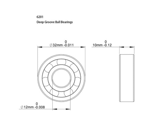 6201-2RS Bearing 10 Pack Double Sealed Deep Groove Ball Bearings,12x32x10mm,Pre-Lubricated for High RPM (RS, 6201) - size: 6201, style: RS