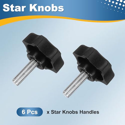 HARFINGTON 6Pcs Star Knob Handle M6 x 20mm Male Thread Metric Carbon Steel - size: M6 x 20mm